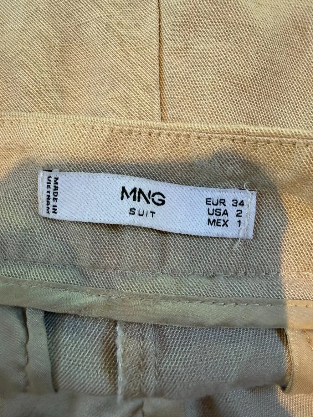 MANGO Suit Cropped Khaki Tan Linen Blend Trousers Pants Size 2